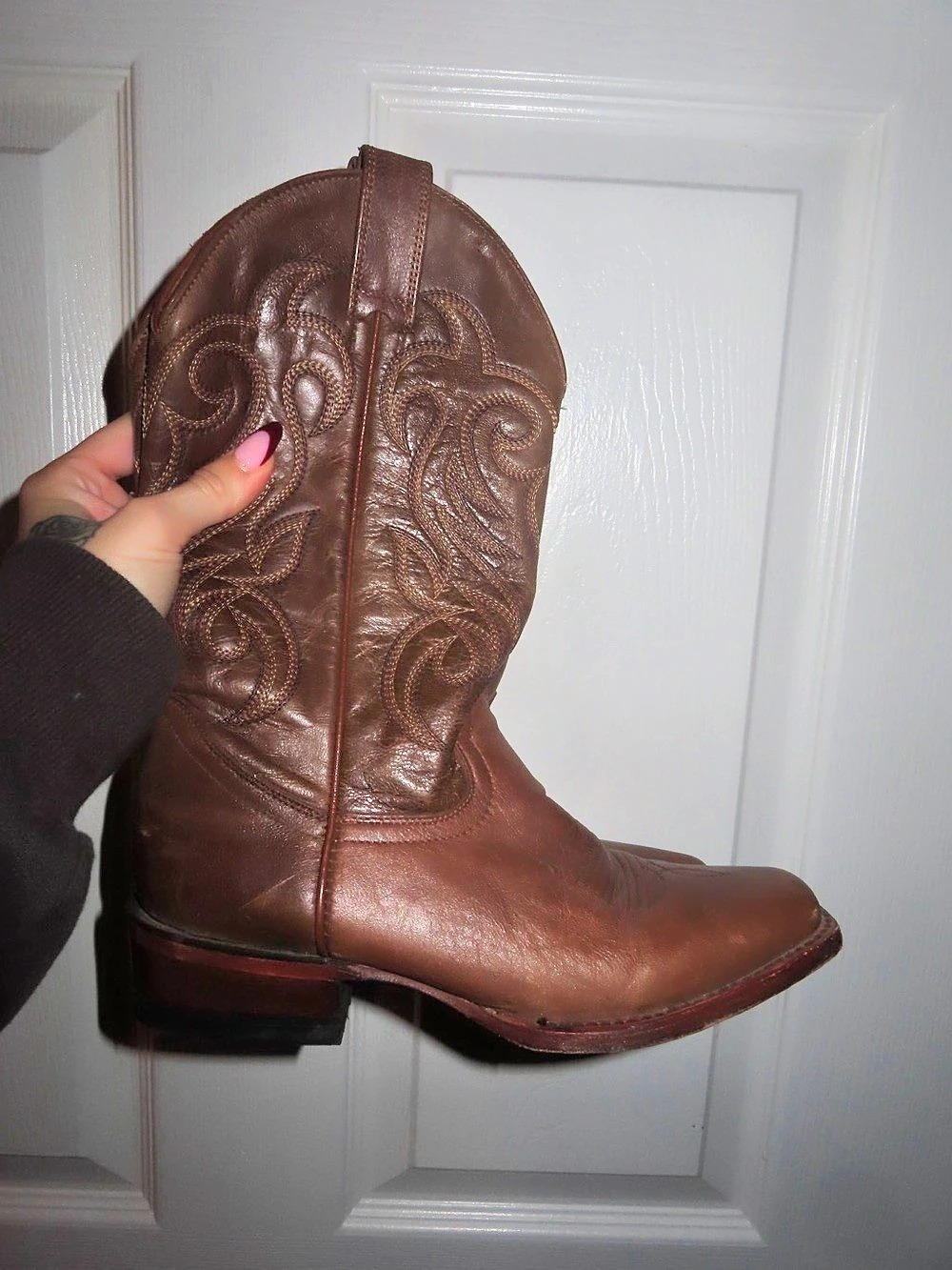 SHYANNE Embroidered Western Heeled Boots in Brown